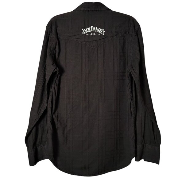Jack Daniels Mens Black Western Embroidered Long Sleeve Pearl Snap Shirt Medium - Picture 4 of 9
